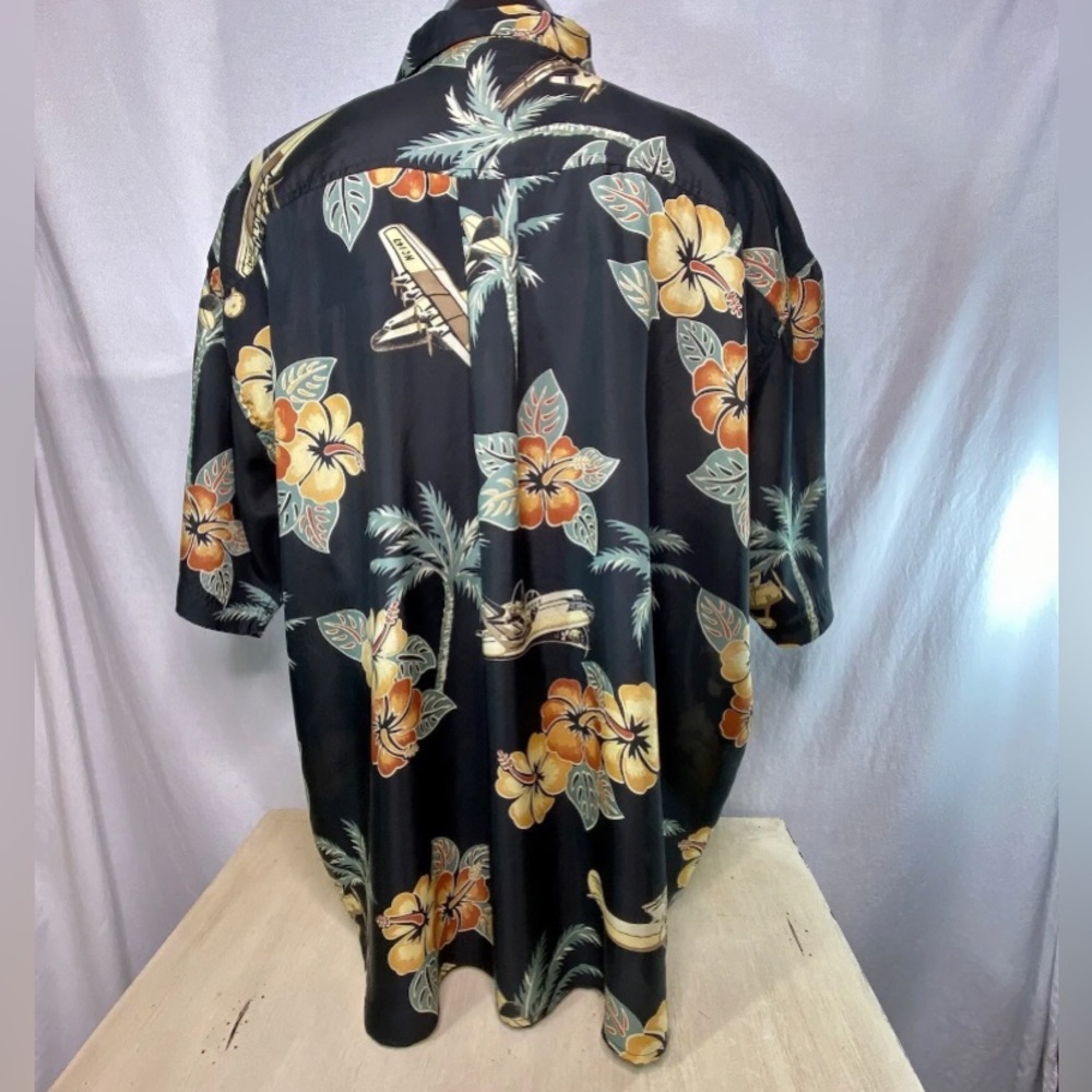 Hilo Hattie Shirt Black Floral Hawaiian Men's Size 3X Aloha Tiki Hibiscus Print - Picture 6 of 8